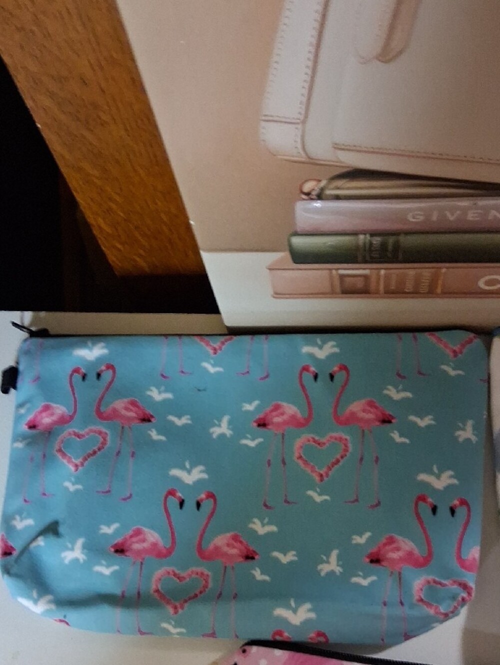 Set of 3 Floral & Flamingo Cosmetic Pouches - Pink, Teal, White - Picture 4 of 5
